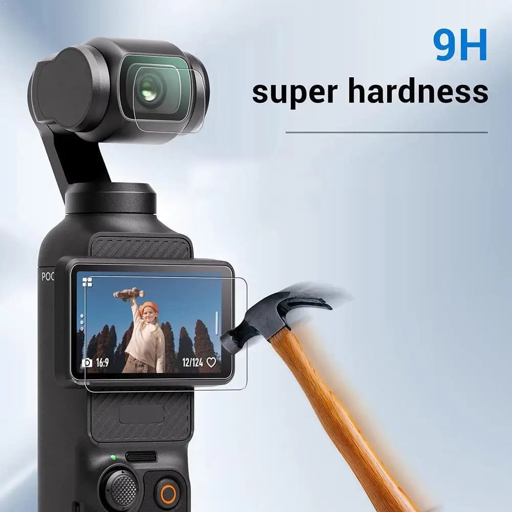 Pellicola Protettiva per Schermo DJI Pocket4, Pellicola in Vetro Temperato ad Alta Definizione per Lenti, Accessori per Fotocamera Sportiva AR