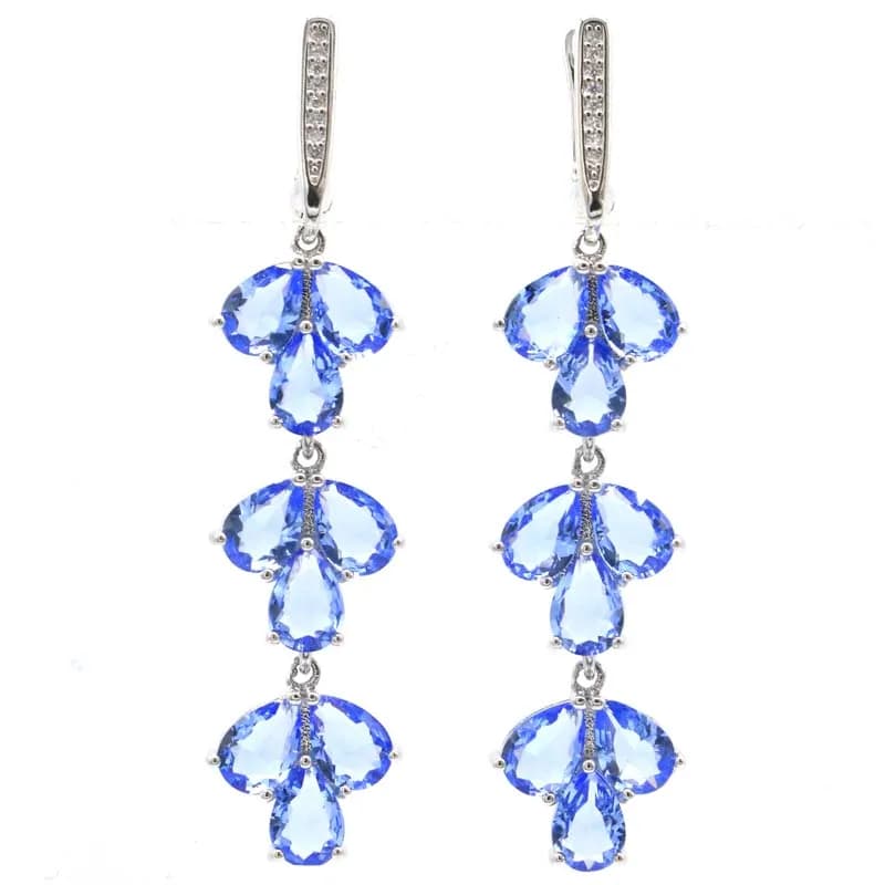 Acquista 5 e Ricevi 1 Gratis: Orecchini Placcati Argento con Topazio Mistico Multicolore 56x13mm, Citrino Dorato, Tormalina, Acquamarina, Kunzite e Zirconia Cubica