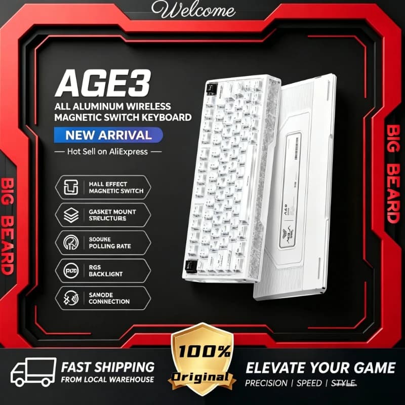 AULA AG63 Magnetic Switch Gaming Keyboard Full Aluminum CNC 8K Polling Hot Swappable RGB 61-Key Custom Wired Esports