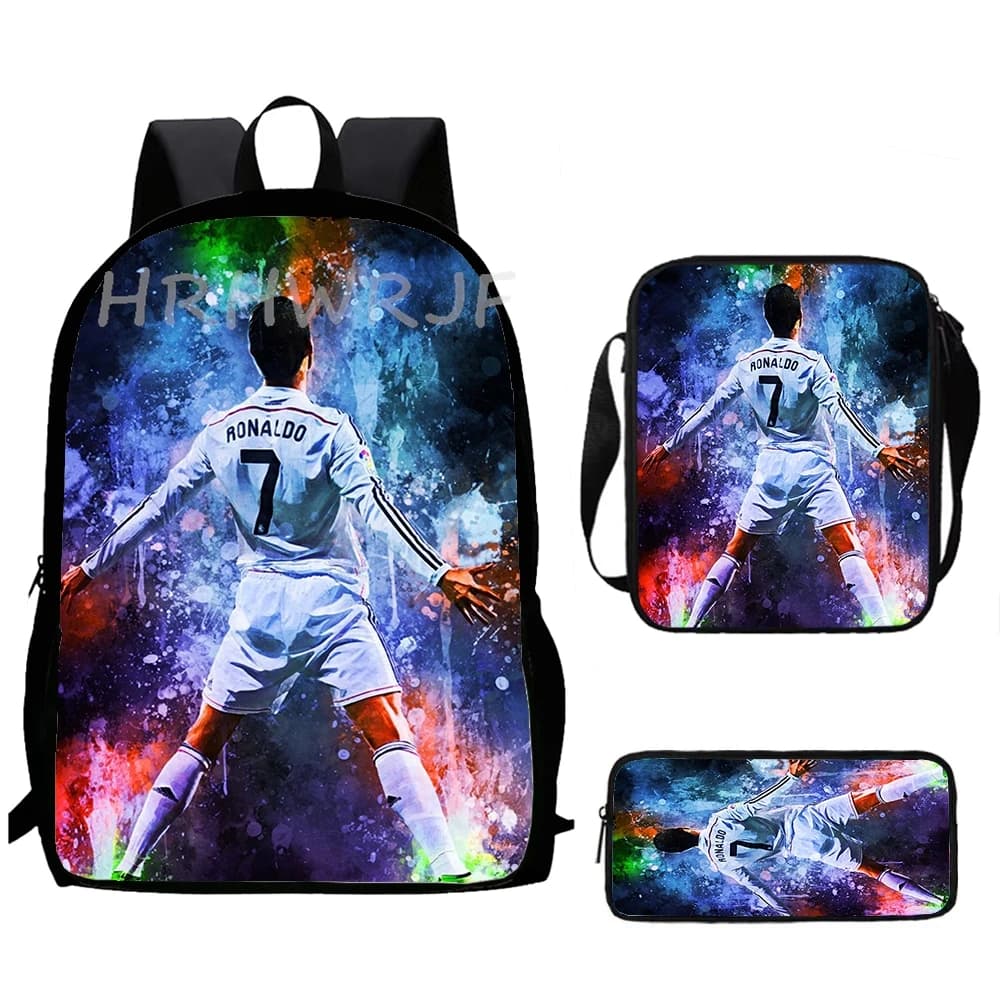 Super football CR7 Printe Backpack With Messenger Bags Capacity School Bag For Boy/Girls Best Gift Primary Student School Bags