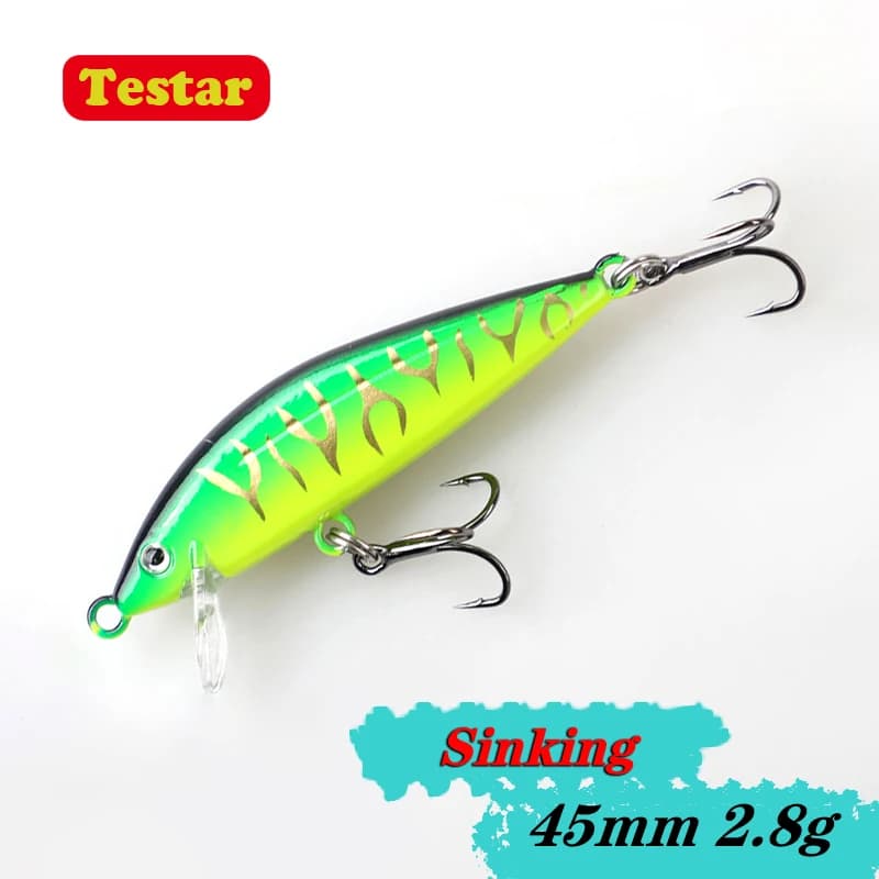 Esca Artificiale Rigida Affondante Testar Micro Minnow Wobbler da 45mm 2.8g per Trota, Spigola e Squalo - Esche da Pesca per Torrente