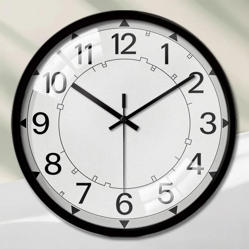 Round silent wall clock with geometric frame, suitable for living room, school, study, bedroom, children's gifts