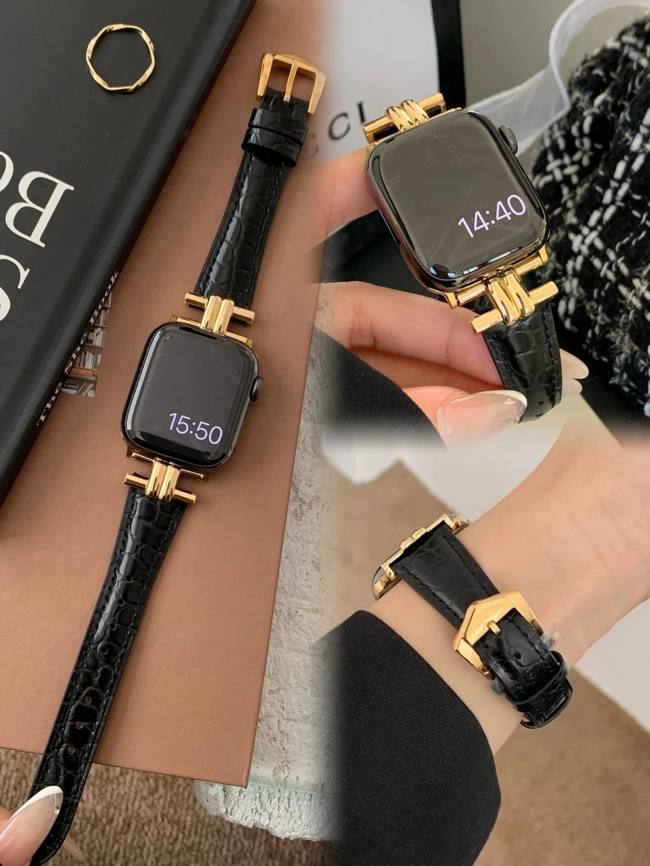 Cinturino in pelle con passante per Apple Watch Serie Ultra 11/10 SE 46mm