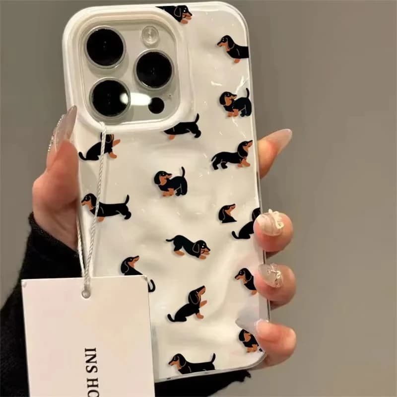 Lovely Cartoon Dachshund Phone Case For iPhone 16 17 Pro Max Air 15 14 13 12 11 16 15 Plus Cover Soft Fundas Soft TPU Fundas