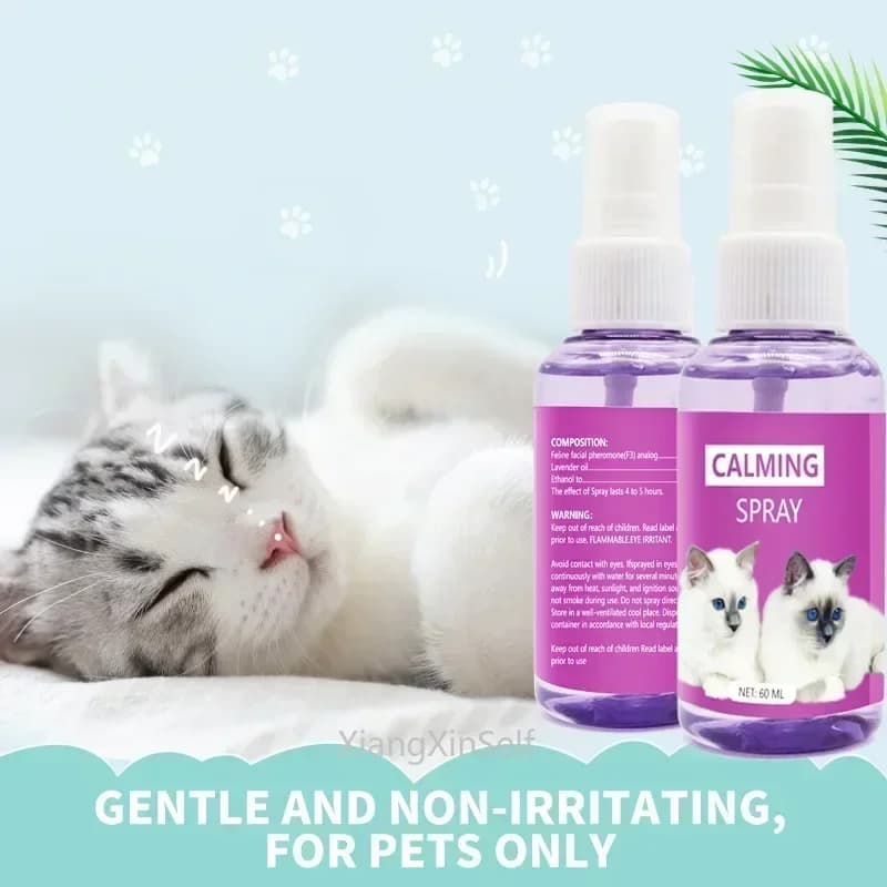 Spray calmante da 60 ml Felino antistress Feromone Spray lenitivo emotivo Prodotti per la pulizia della salute per gatti