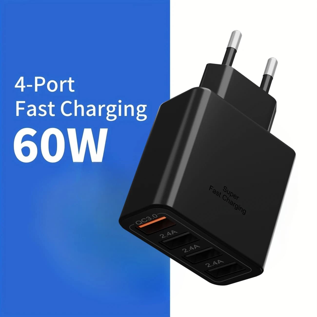 4 Port USB Charger 60W Fast Charger Wall Adapter Quick Charge 3.0 USB Charger For iPhone Samsung Xiaomi Phones Plug
