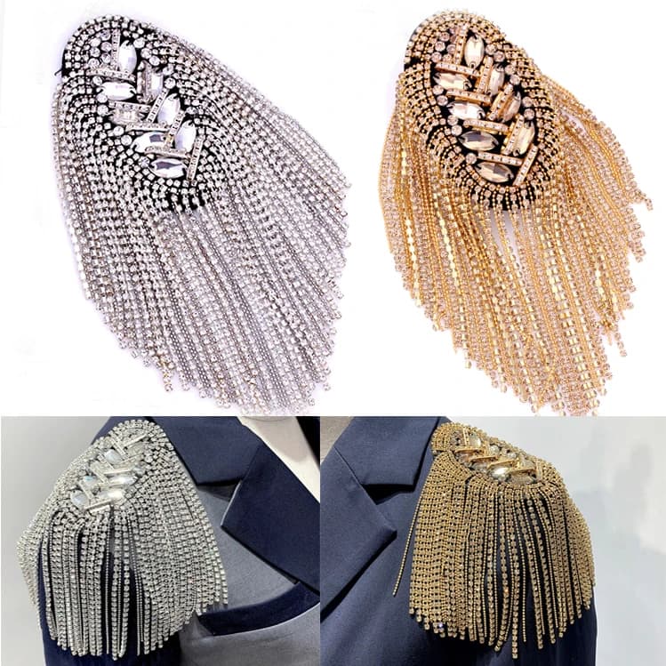 Accessori di abbigliamento fatti a mano 3D catena di strass nappa Patch spallina borsa a tracolla scarpe da viaggio fiore di spalla con perline
