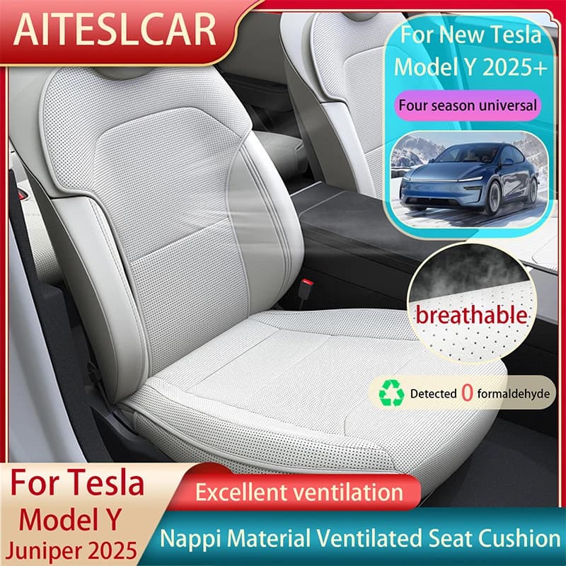 Car Seat Cover Bearing for Tesla Model Y Juniper 2025 Completely ventilated car seat cover + Back Seat cushion Interior accessories