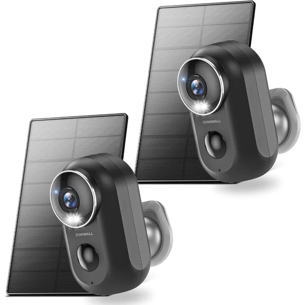 telecamere di sicurezza solari wireless da esterno, 2 confezioni, telecamera solare wireless esterna, telecamera con batteria wifi 2.4g, visio notturno a colori da 3 MP