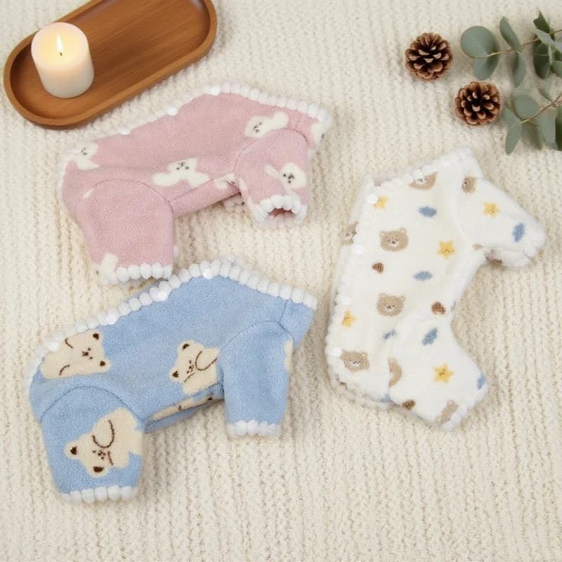 Tute per cani con stampa orso Vestiti caldi per cani invernali Tute per cuccioli in morbido pile Pigiama per gatti alla moda Tute per animali Costume Yorkshire