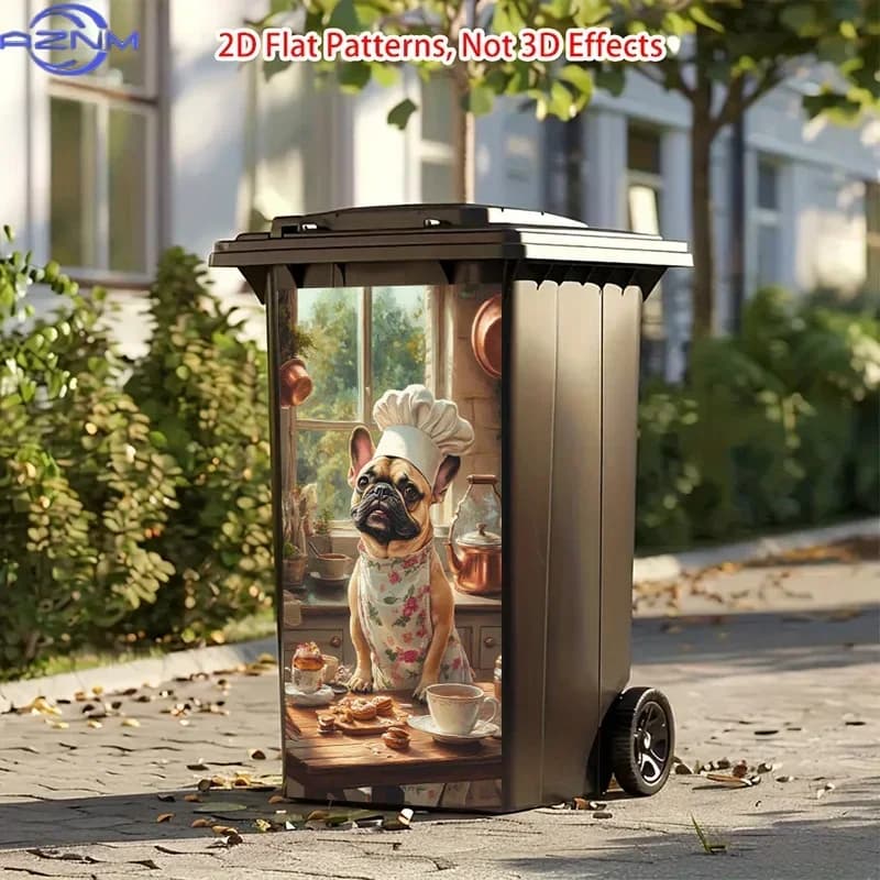 2D Printed Trash Can Pattern Sticker Home Bin Art Decal