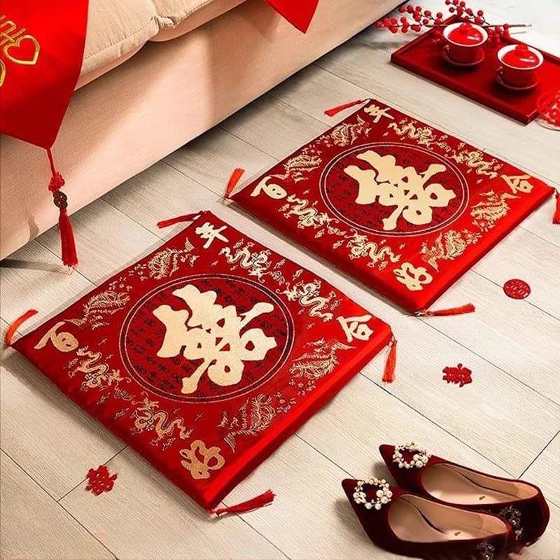 Cuscino per Inginocchiarsi in Stile Cinese, Imbottito, Rosso, per Matrimoni e Capodanno, Regalo per la Sposa, Decorazione per Finestre, Divani e Casa