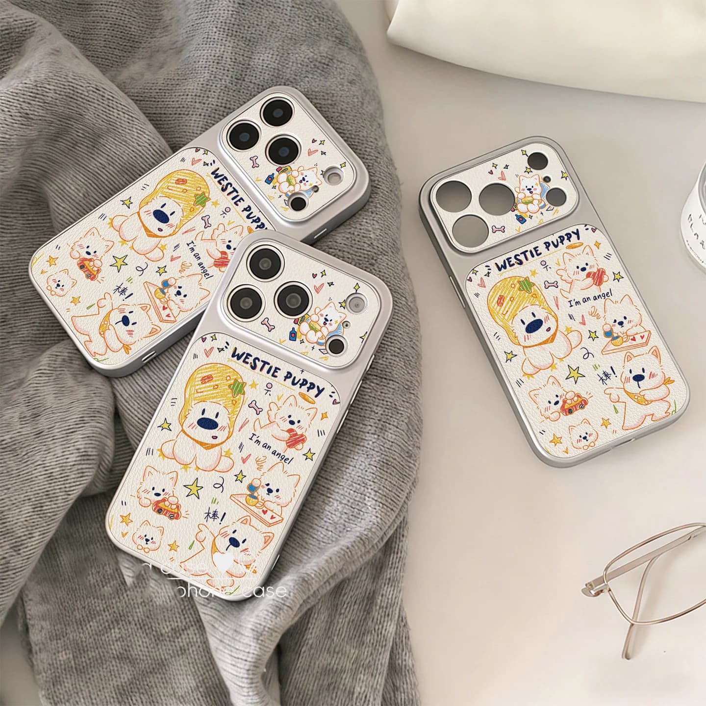Cover for iPhone 17 AIR 16 15 14 13 PRO MAX PLUS with cute dog graffiti, dustproof and anti-fall
