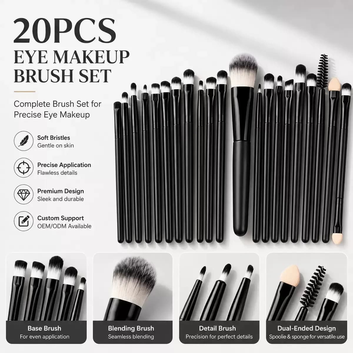 18Pcs Professional Makeup Brushes Set Soft Synthetic Hair Cosmetic Brush for Foundation Eyeshadow Eyebrow Eyeliner Blending Make