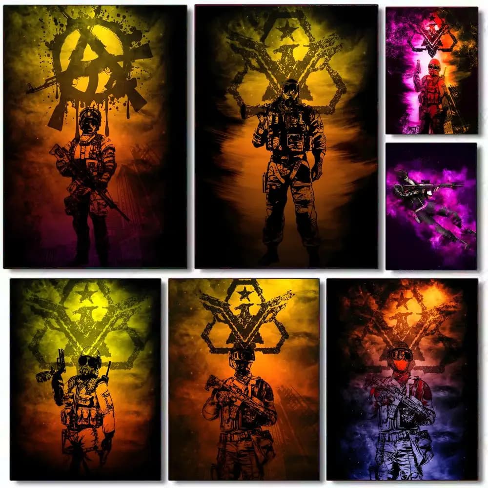 Poster da gioco C-CS GO, adesivo da parete autoadesivo, decorazione da parete impermeabile, decorazione artistica da parete per soggiorno, camera da letto, casa