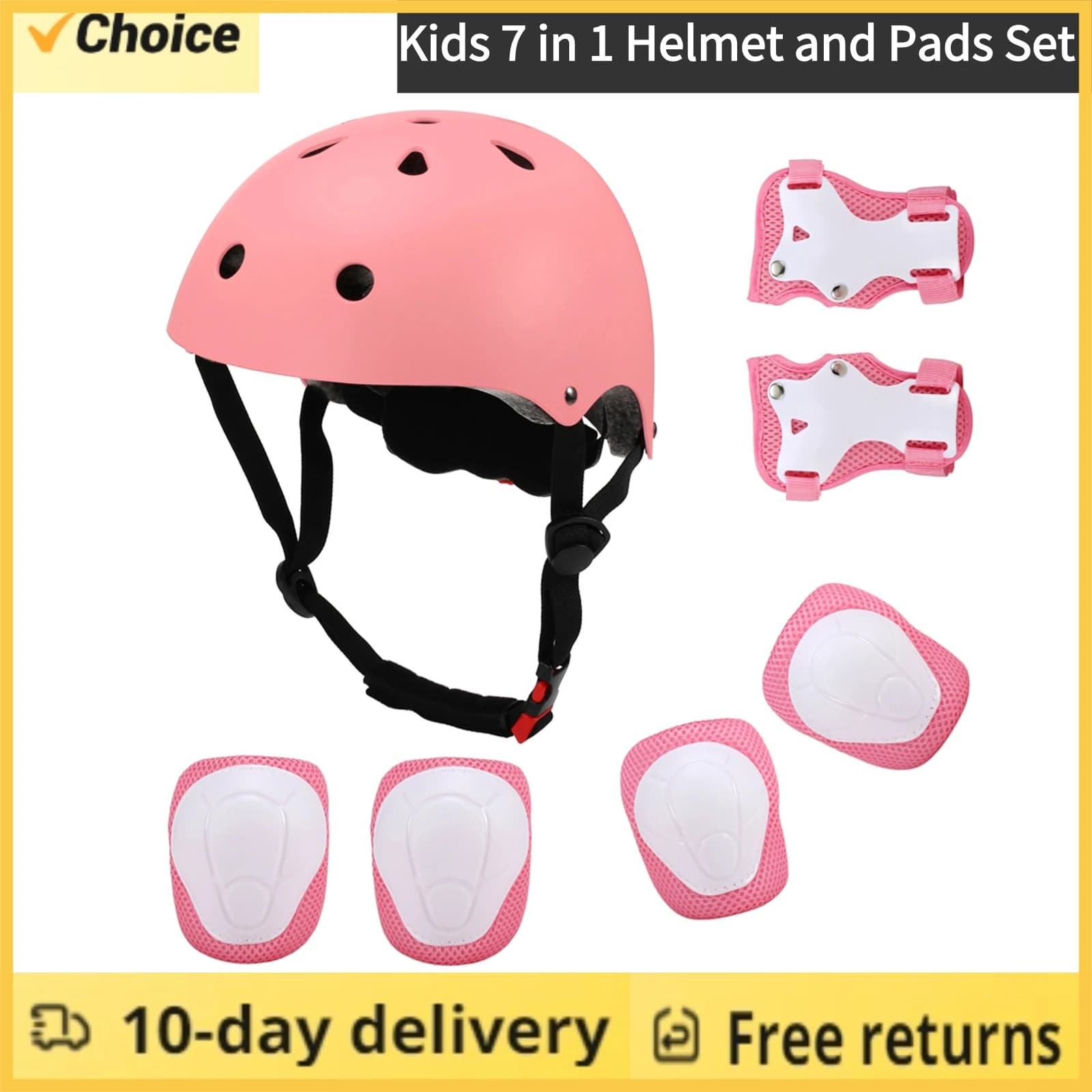 Set of helmets and pads for children 7 in 1, adjustable knee pads for children, elbows, protections for scooters, skateboards, roller skating, cycling