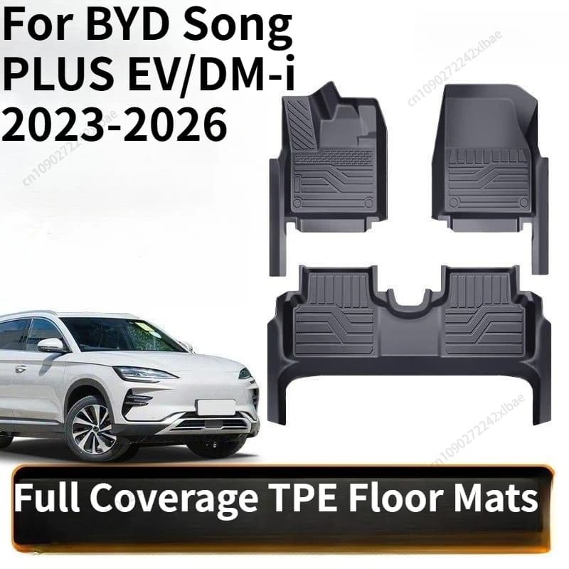 Tappetini Auto in TPE a Copertura Totale, Parti per Modifica Interni Specifiche per BYD Song PLUS EV/DM-i 2023-2026, Tappetini Personalizzati
