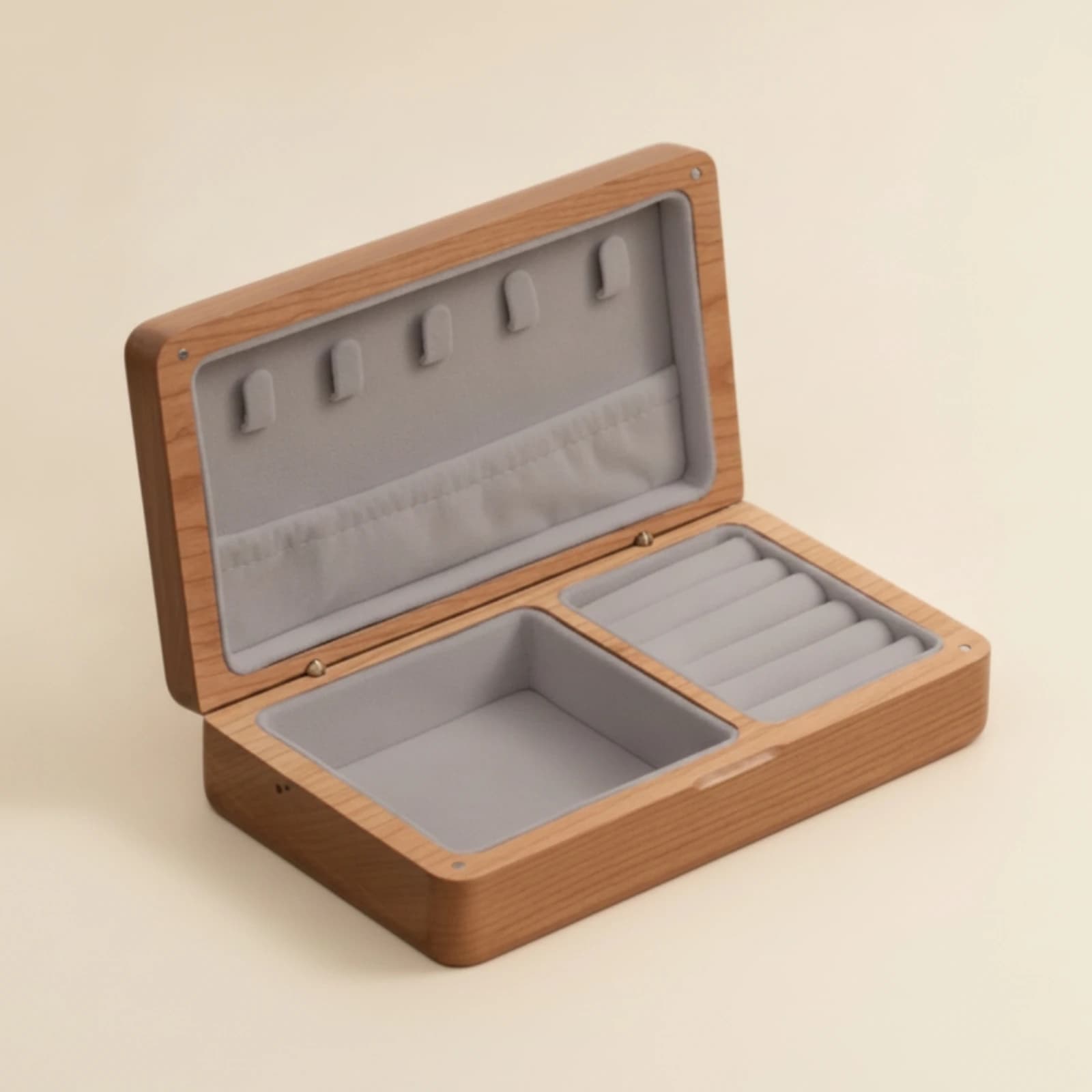 Wooden Jewelry Box Handmade Jewelry Storage Box with Hinged Lid Compact Rustic for Women, Dresser, Vanity