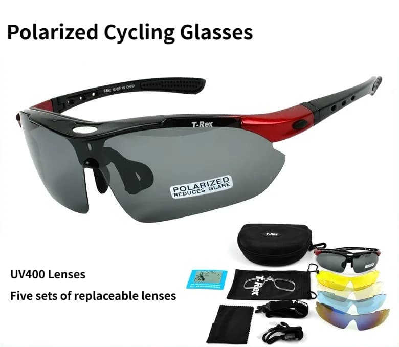 Occhiali da Ciclismo Polarizzati con 5 Lenti, Occhiali da Sole Sportivi per Uomo e Donna, Occhiali da Bici con Montatura per Miopia