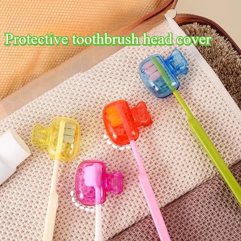 Portaspazzolino da viaggio portatile da 4 pezzi - Custodia in plastica impermeabile con coperchio per riporre la testina dello spazzolino, uso domestico e all'aperto