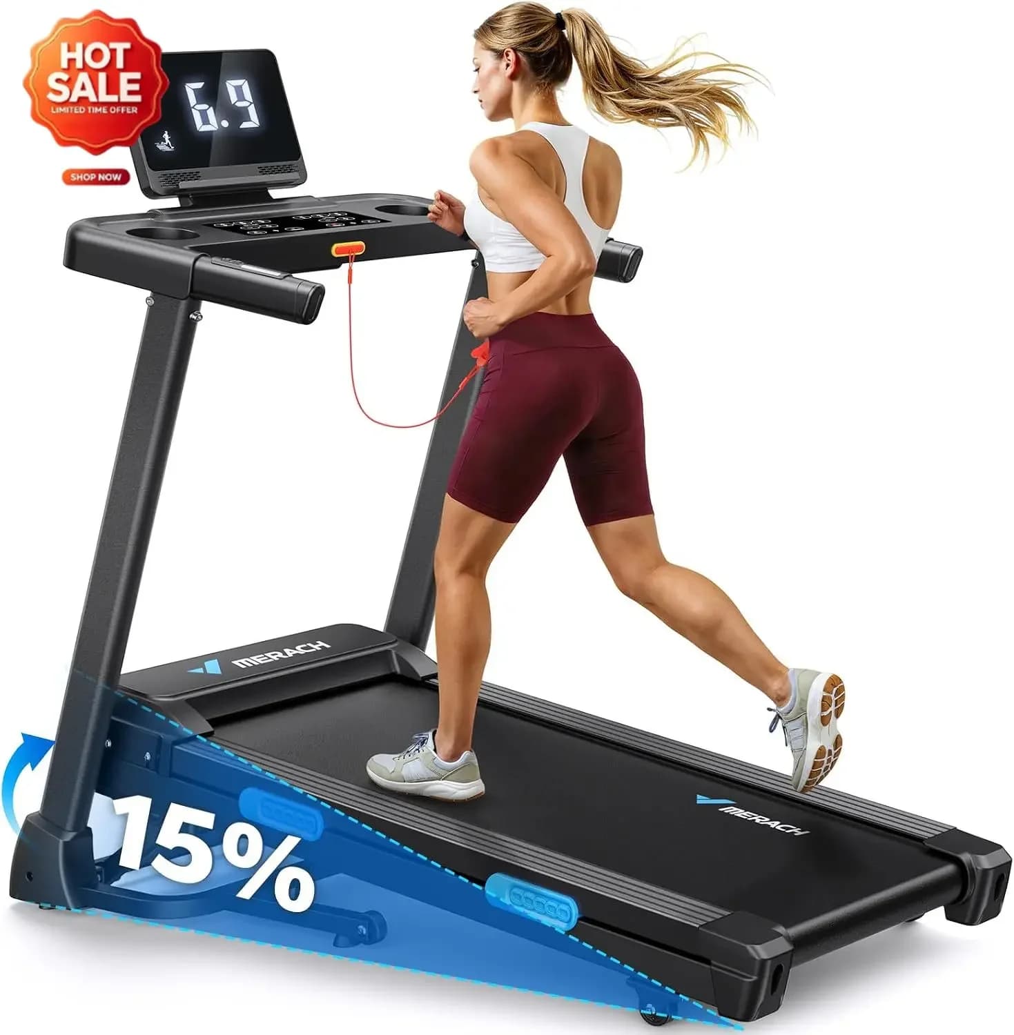T12 Foldable Treadmill for Home 300 LBS Capacity Wide Running Belt