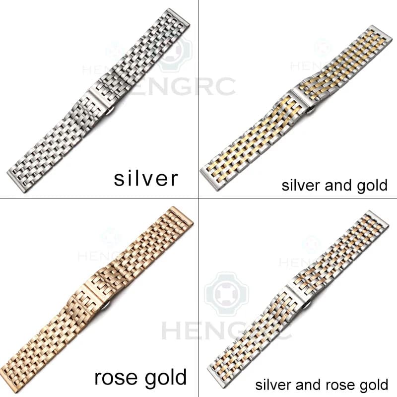 20mm 22mm Stainless Steel Strap Watch Strap Women's Bracelet with Straight End Accessories for Silver Rose Gold Strap Clasp