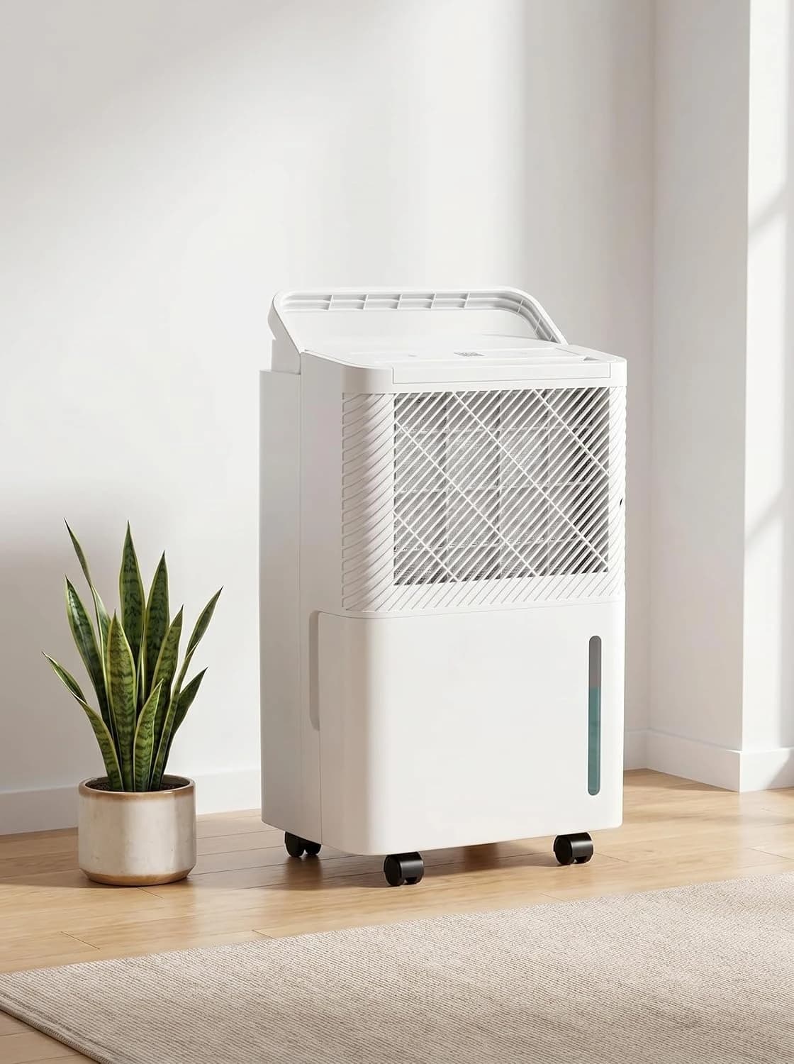 1500 Sq.Ft Dehumidifier, 71OZ Dehumidifier for Home, 22 Pints , Drain Hose 360° Rotatable Wheels, 24H Timer, White