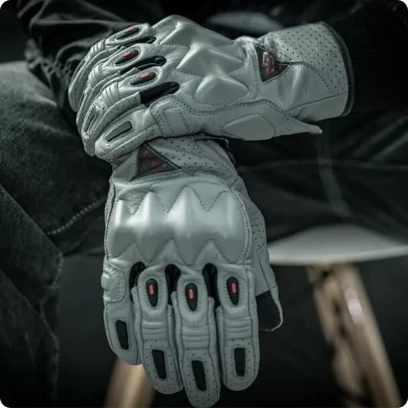 Guanti da moto da uomo DUHAN Guanti da motociclista da moto in pelle di capra traspirante Touch Screen Anti collisione resistente all'usura EVA antiurto
