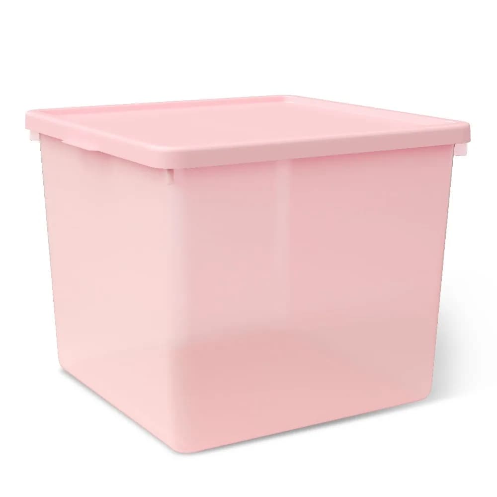Large Plastic Storage Container Box with Lid Pink Organizing Bin for Home Organization