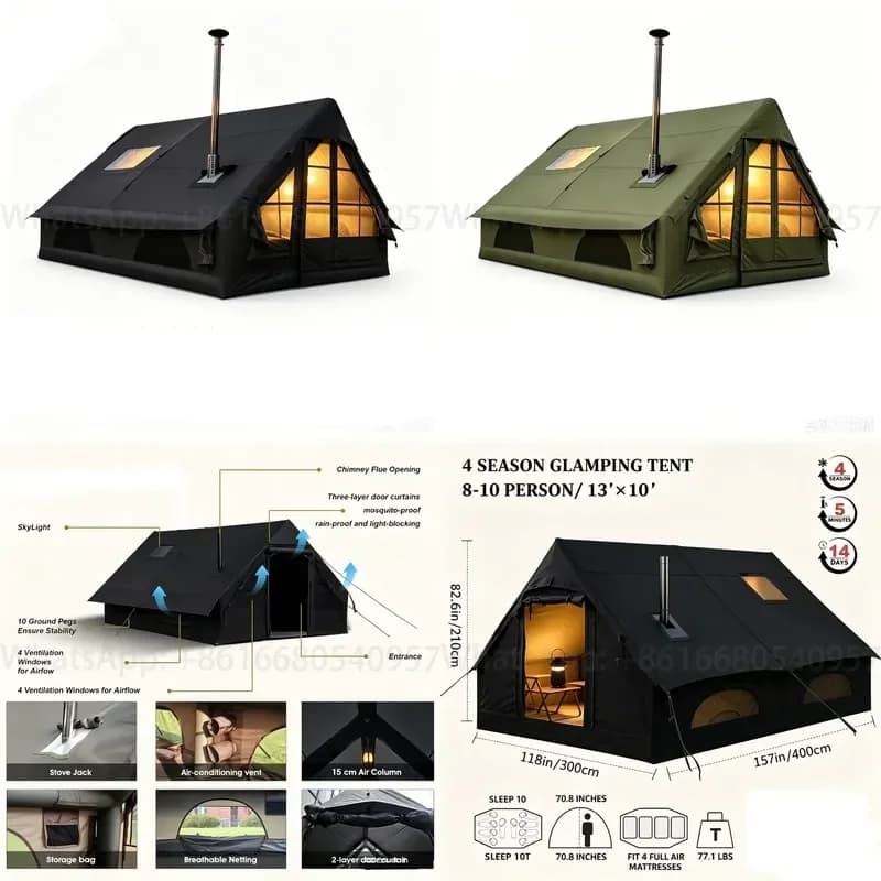 Large Portable Inflatable Four-Season Family Camping Tent Oxford Waterproof UV-Resistant Quick Automatic OEM ODM
