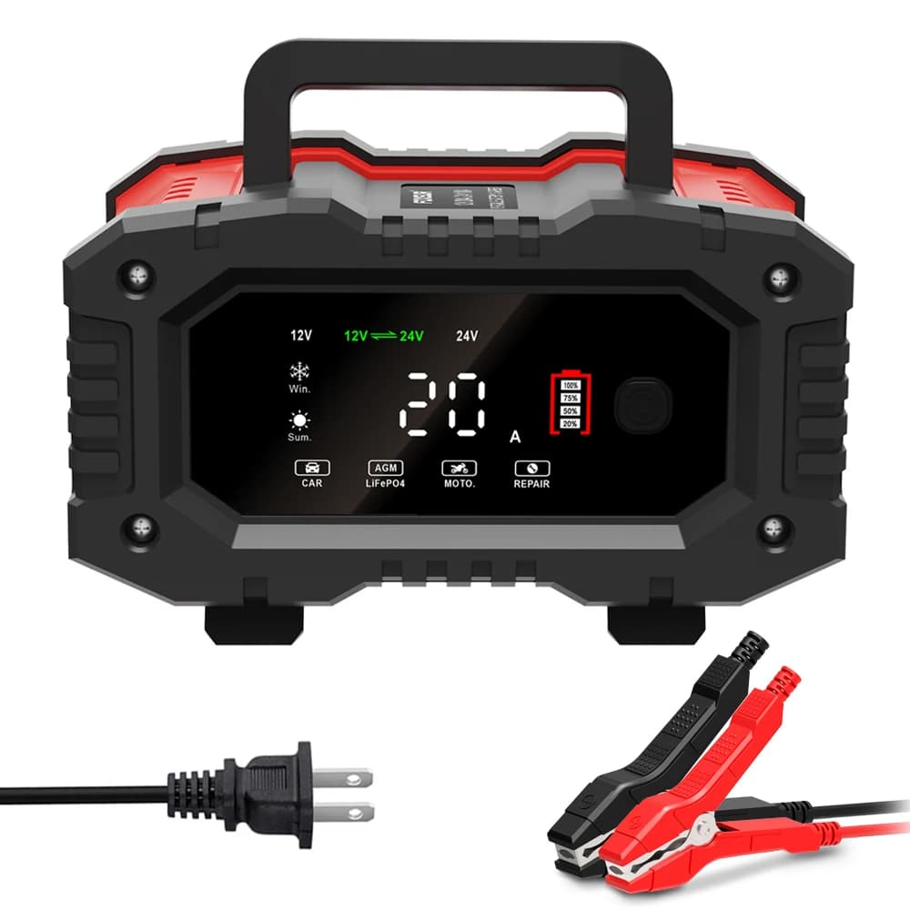 12V 10A 24V 20A Caricabatteria automatico per auto moto camion Display LCD intelligente Caricatore di mantenimento Automotive Jump Starter