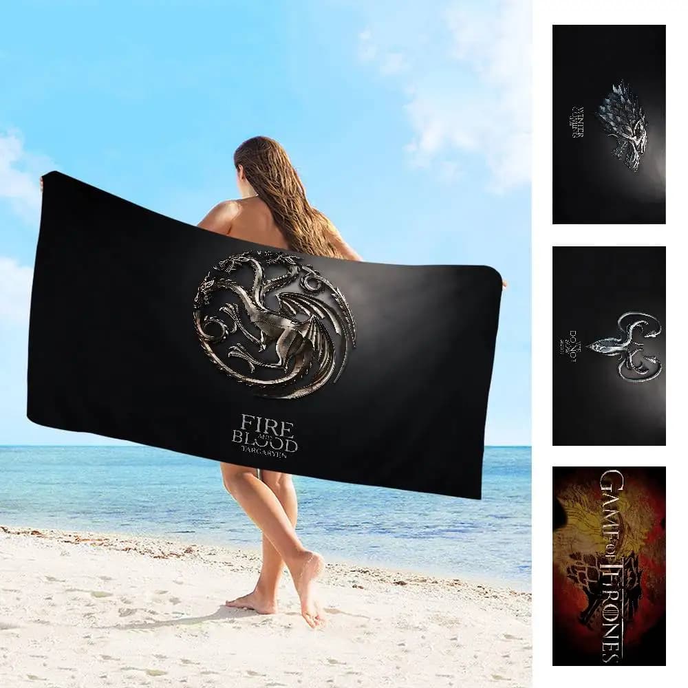 Asciugamano da Spiaggia Ispirato a Game of Thrones, Morbido e Assorbente, Regalo per Bambini, per Viaggi, Campeggio e Palestra