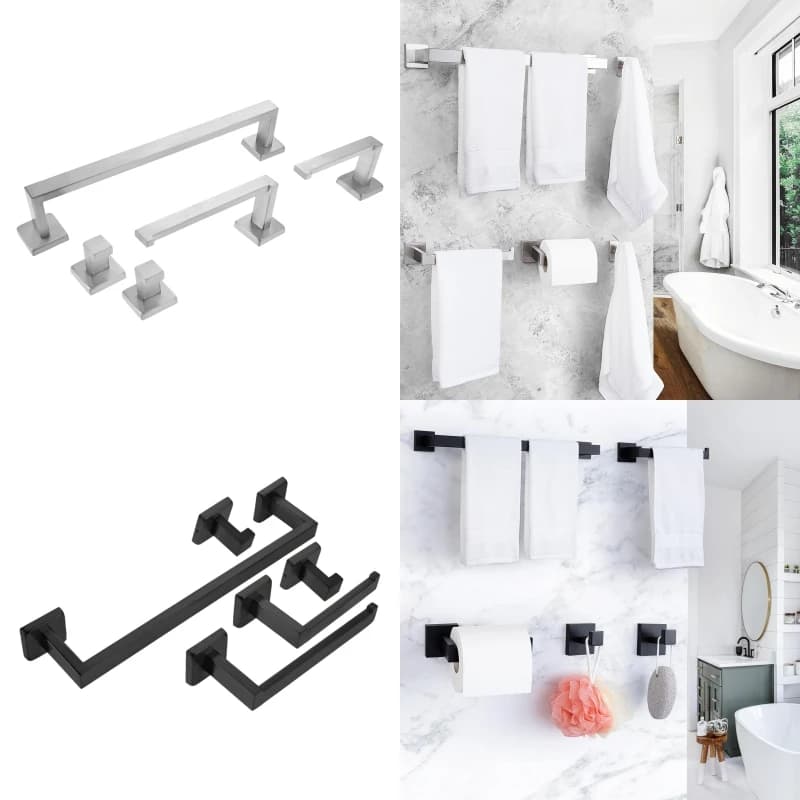 5 pezzi Set di accessori per il bagno Porta asciugamani Porta carta igienica Porta asciugamani Ganci appendiabiti Set portasciugamani per camera da letto Soggiorno Bagno