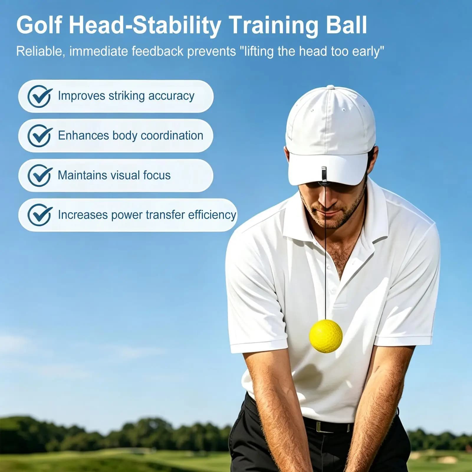 Golf Ball Training Aid Stability Consistency Practice Equipment Golf Connection Ball for Backyard Driving Range Practice Area