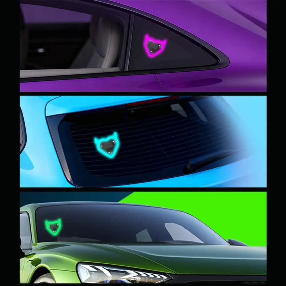 1 pz. Lampada a LED a forma di cuore per finestrino auto, a energia solare, luce d'atmosfera al neon, luce auto