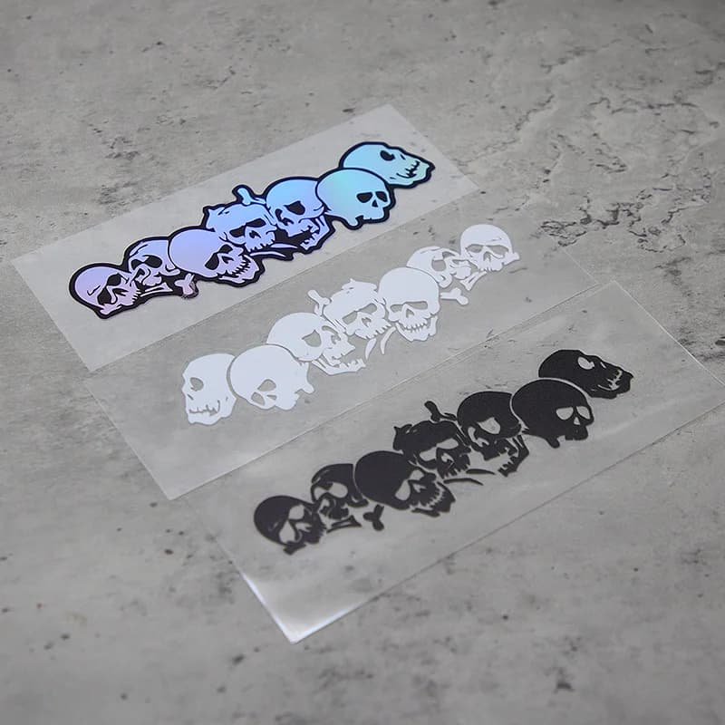 1 PC Holographic White Black Skull Stickers Reflective Waterproof Vinyl Decal for Car Motorcycle Bike Decor