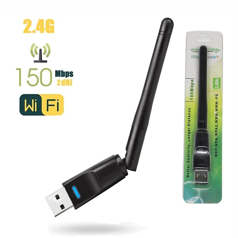 Scheda adattatore WiFi Mini USB Adattatore WiFi 150Mbps 2dBi Antenna WiFi per PC Dongle WiFi Ricevitore WiFi wireless Ethernet USB 2.4 RTL8188