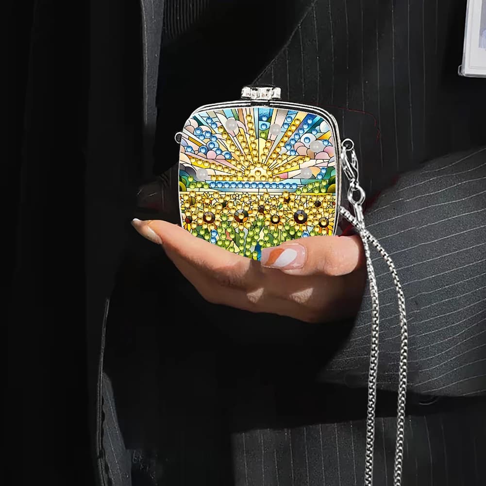 Scatola Portaoggetti a Specchio per Diamond Painting con Ali, Contenitore per Gioielli con Strass per Orecchini, Collane e Anelli