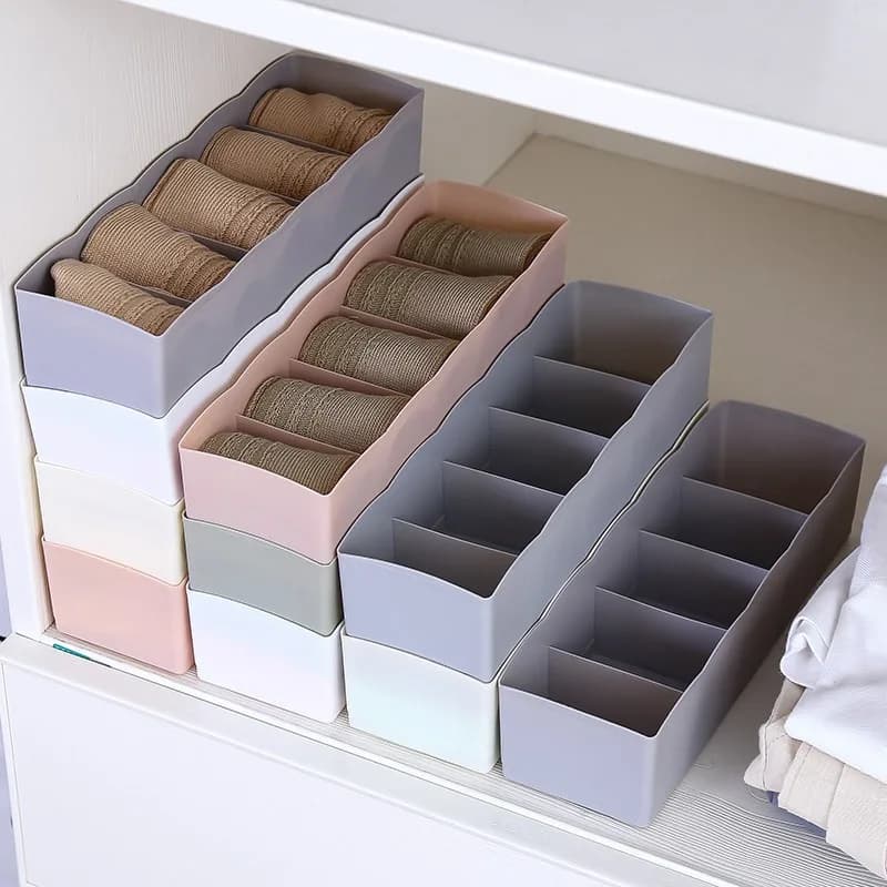 5 Grids Underwear Socks Storage Box Drawer Closet Organize Sorting Boxs Divider Desk Accessories Household Storage Basket