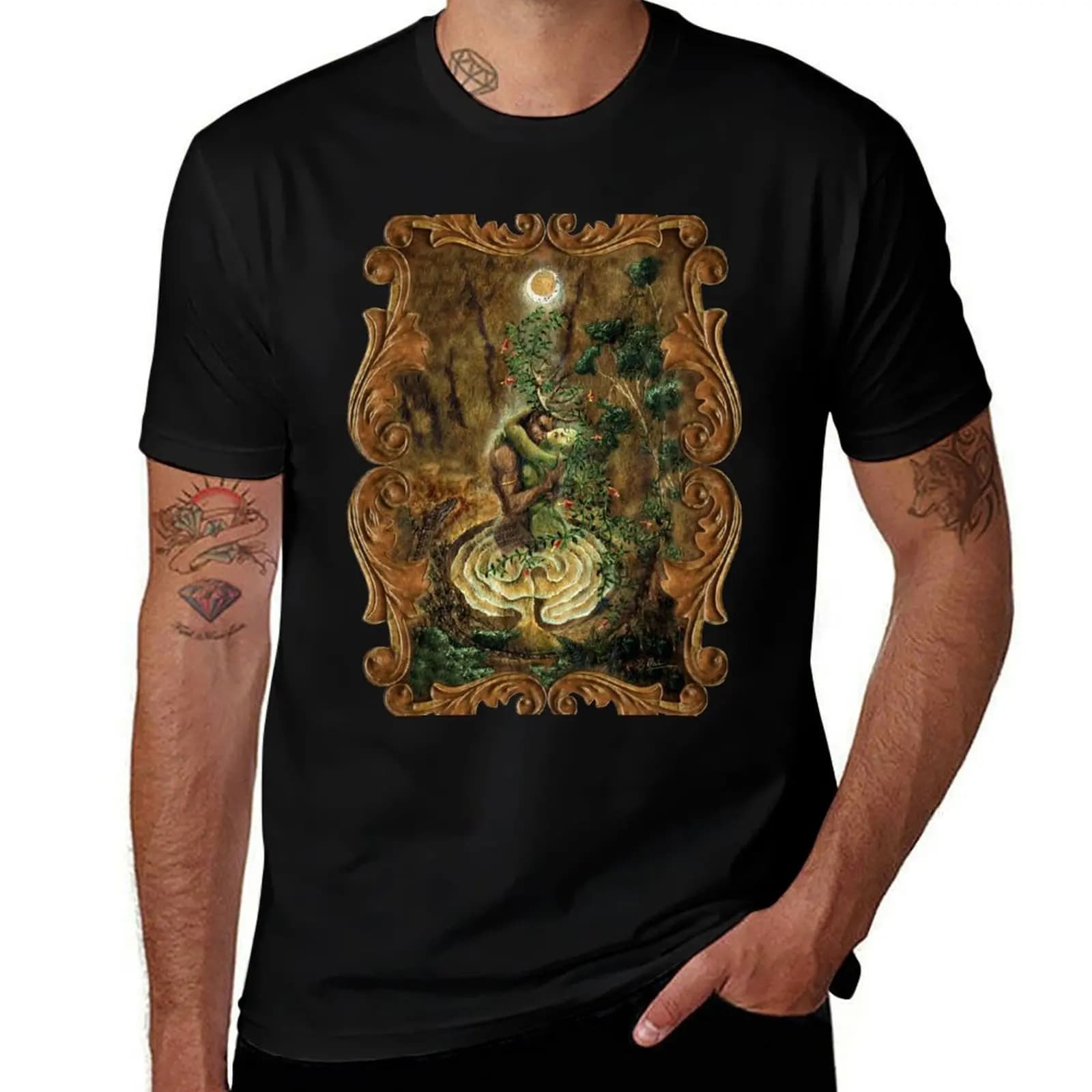 T-shirt Cernunnos & The Goddess, top basic a maniche corte per uso quotidiano
