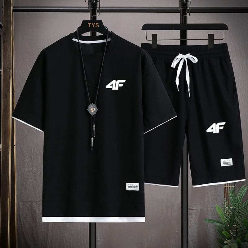 New 2026 men's sports suit, comfortable and fashionable for summer, with personalized design printed, ideal for relaxed walk