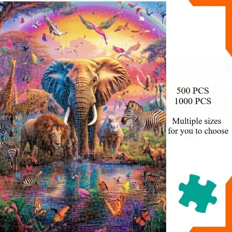 Jigsaw Puzzle 1000 Pieces Colorful Jungle Animal World Puzzle Home Decor for Adults Game Family Fun Puzzles Educational Toys