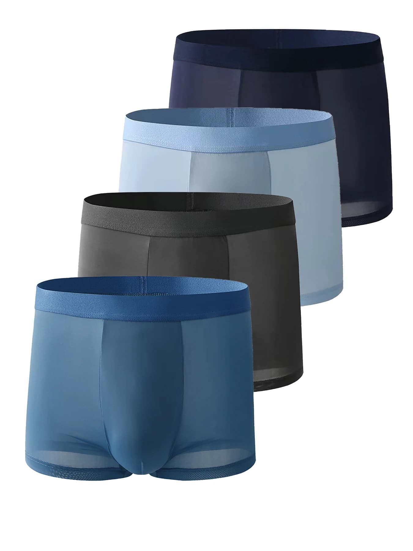 Men's 4-Pack Ice Silk Boxer Briefs: Breathable & Comfortable Underwear Set