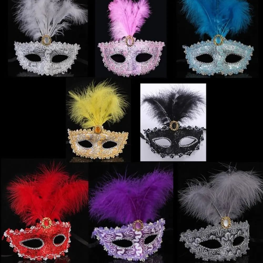 1Pcs Luxury Peacock Feathers Party Mask Lace Big Rhinestone Decoration Half Face Mask Plastic Masquerade Mask For Adult Unisex