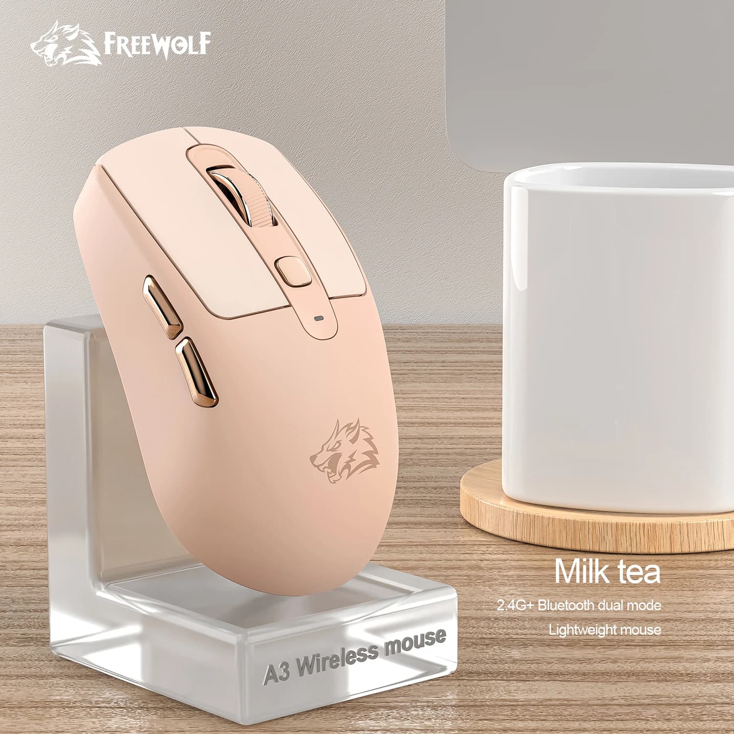 FREEWOLF A3 Low-Profile Gaming Mouse with Lightweight Bluetooth Dual Mode and PAW3212 Sensor Chip,USB Connectivity