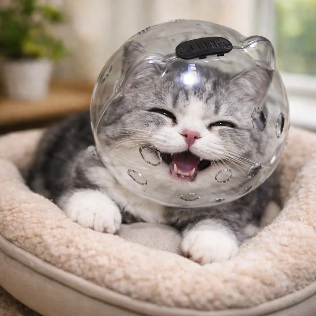 Nuova maschera protettiva per gatti, graziosa e divertente, per la prevenzione dei morsi e la toelettatura, accessorio per animali domestici, copricapo a forma di cappuccio spaziale per gatti