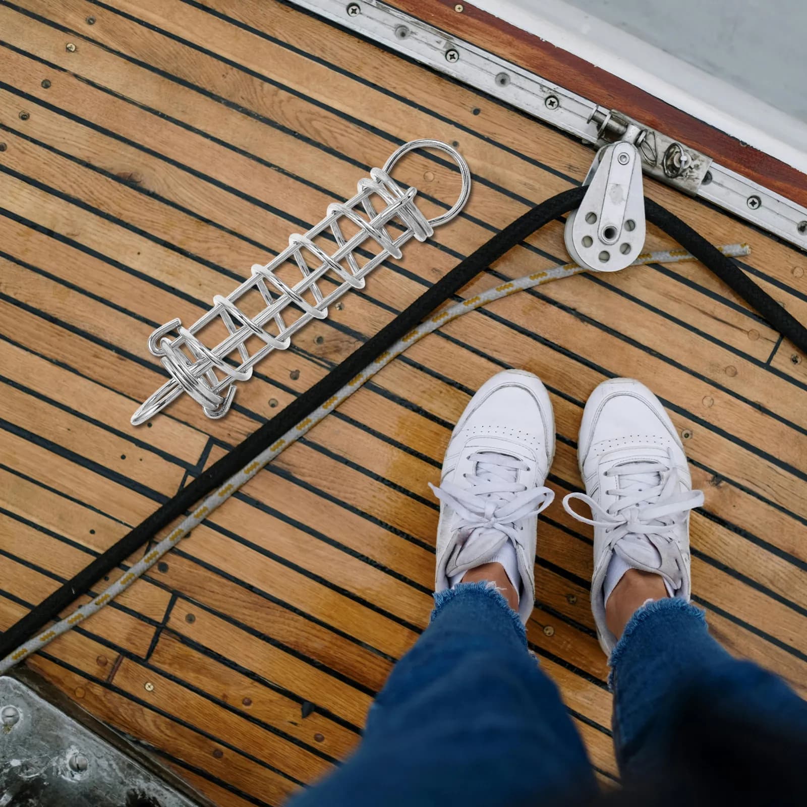 Marine Boat Stainless Steel Yacht Halloween Christmas New Year Anchor Dock Line Mooring Spring Shock Absorber Boats Heavy Duty