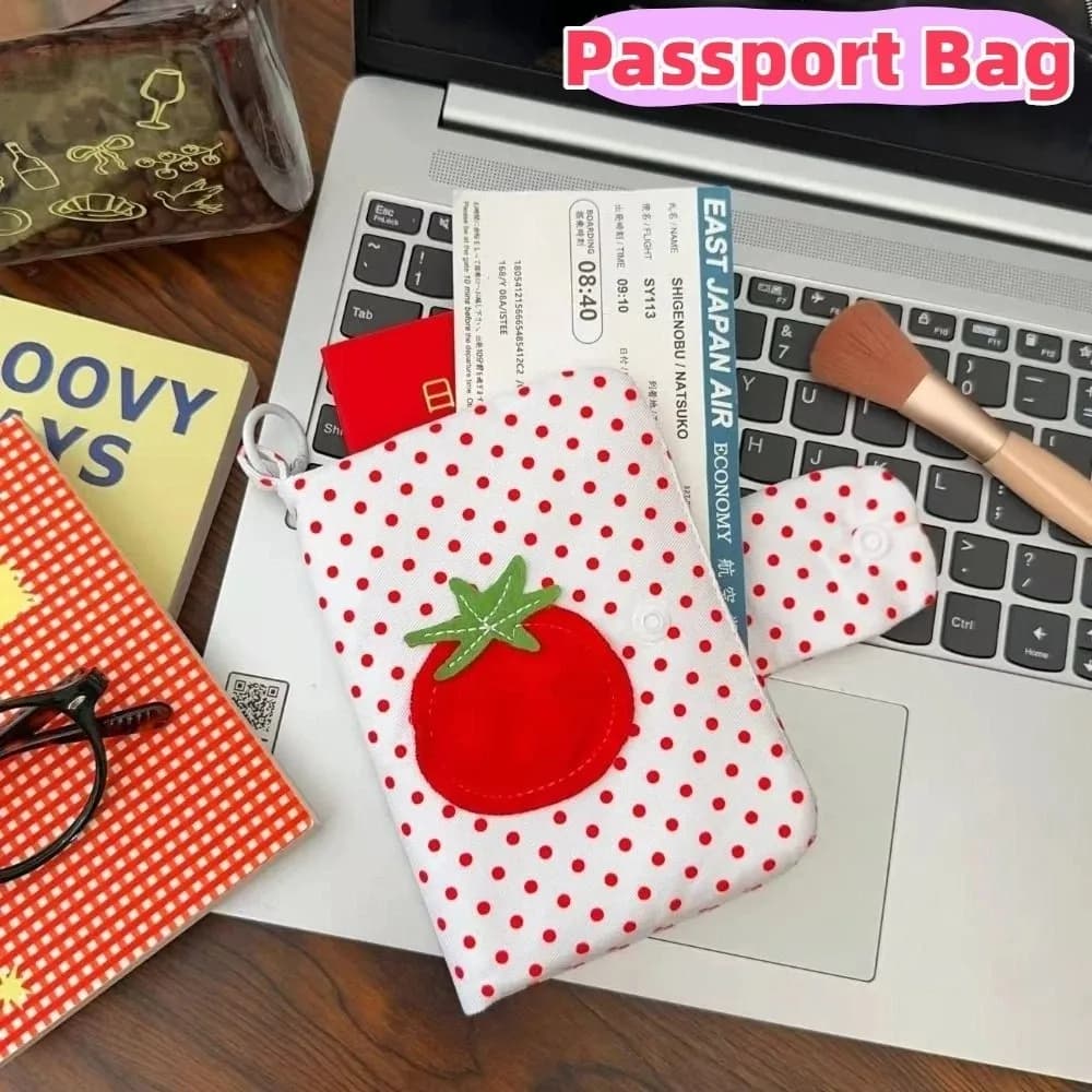 Borsa per passaporto multifunzionale Porta biglietti Clip per passaporto con pomodoro Custodia per carte check-in per aereo Borsa per carte di stoccaggio Accessori da viaggio