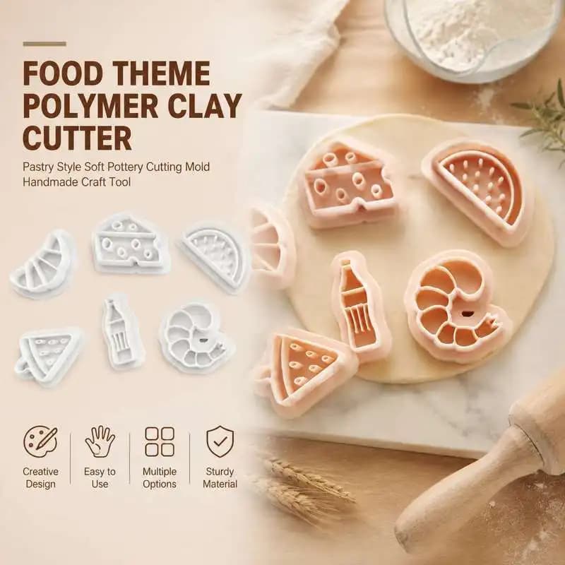 Gourmet Pattern Clay Cutters Soft Polymer Pottery Mold DIY Jewelry Craft Making Supply
