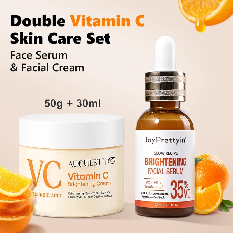 Vitamin C Whitening Face Skin Care Set Dark Spot Removal 50 ml face cream and facial serum kit 30G Cosmetic anti-wrinkle whitening